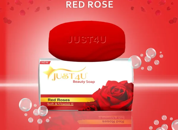 JUST4U Red Rose And With Vitamin E Soap Bar (125g)
